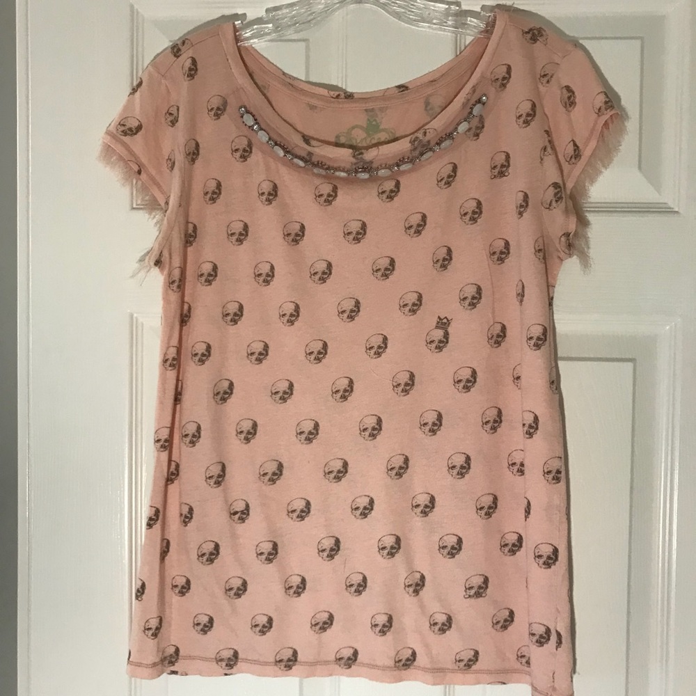 Princess Vera Wang beaded neckline skull top